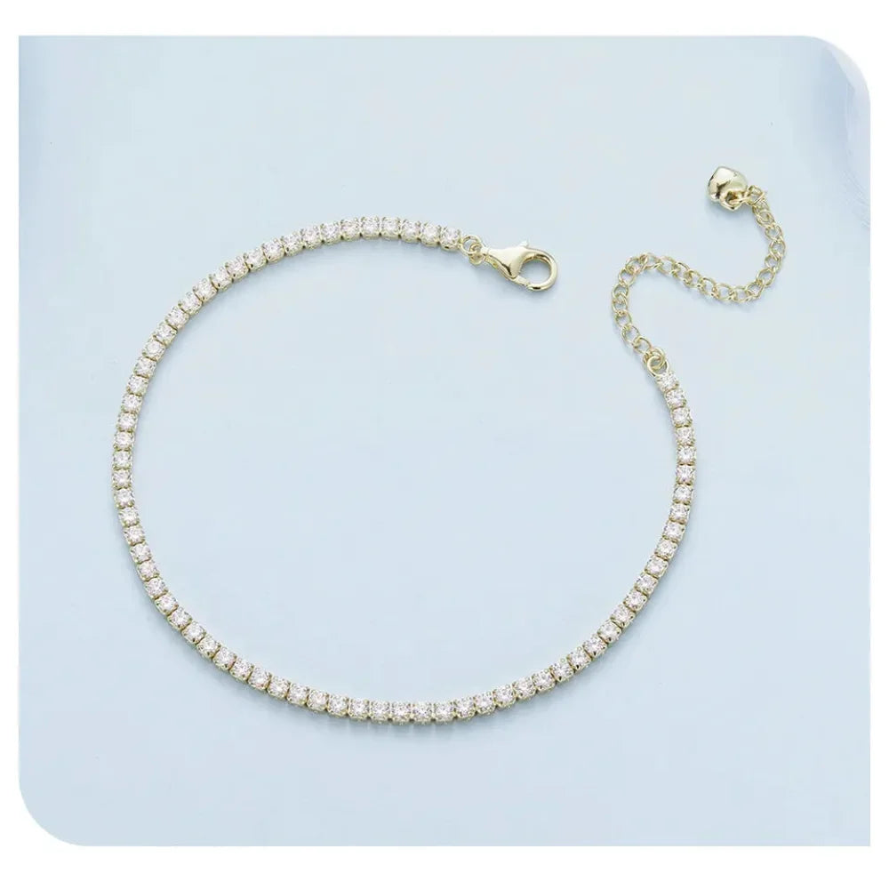 Bracelet de tennis en argent sterling 925 et zircone cubique