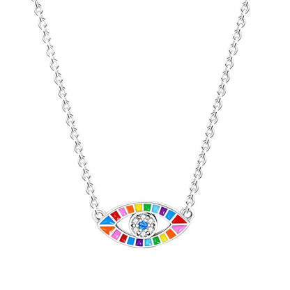 Rainbow Evil Eye Sterling Silver Pendant Necklace