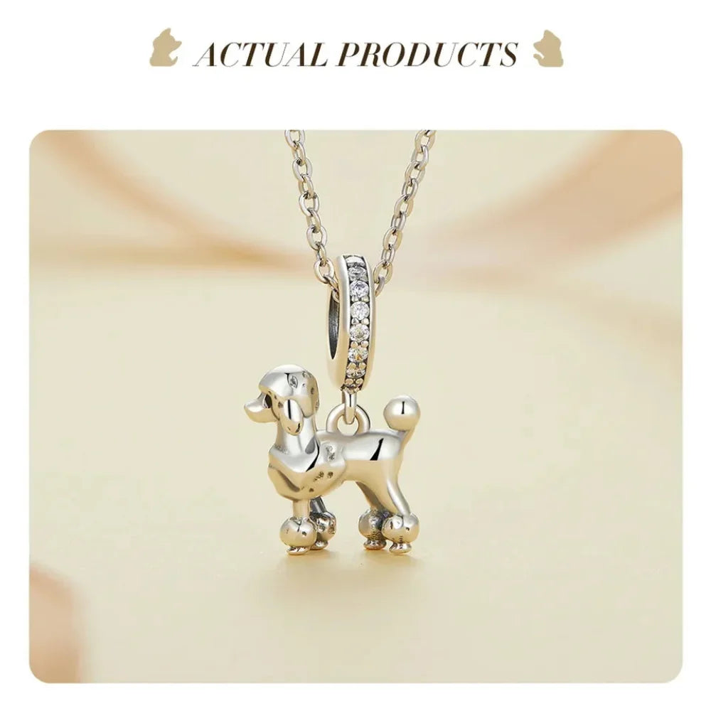 Genuine 925 Sterling Silver Pet Dog Charm For Bracelet - Poodle Dachshund Pendant