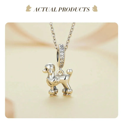 Genuine 925 Sterling Silver Pet Dog Charm For Bracelet - Poodle Dachshund Pendant