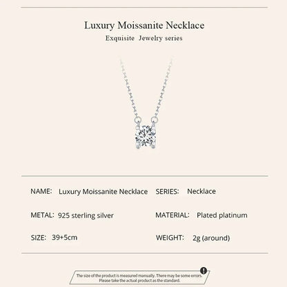 Collier Pendentif Moissanite 1 carat en Argent Sterling Éclatant