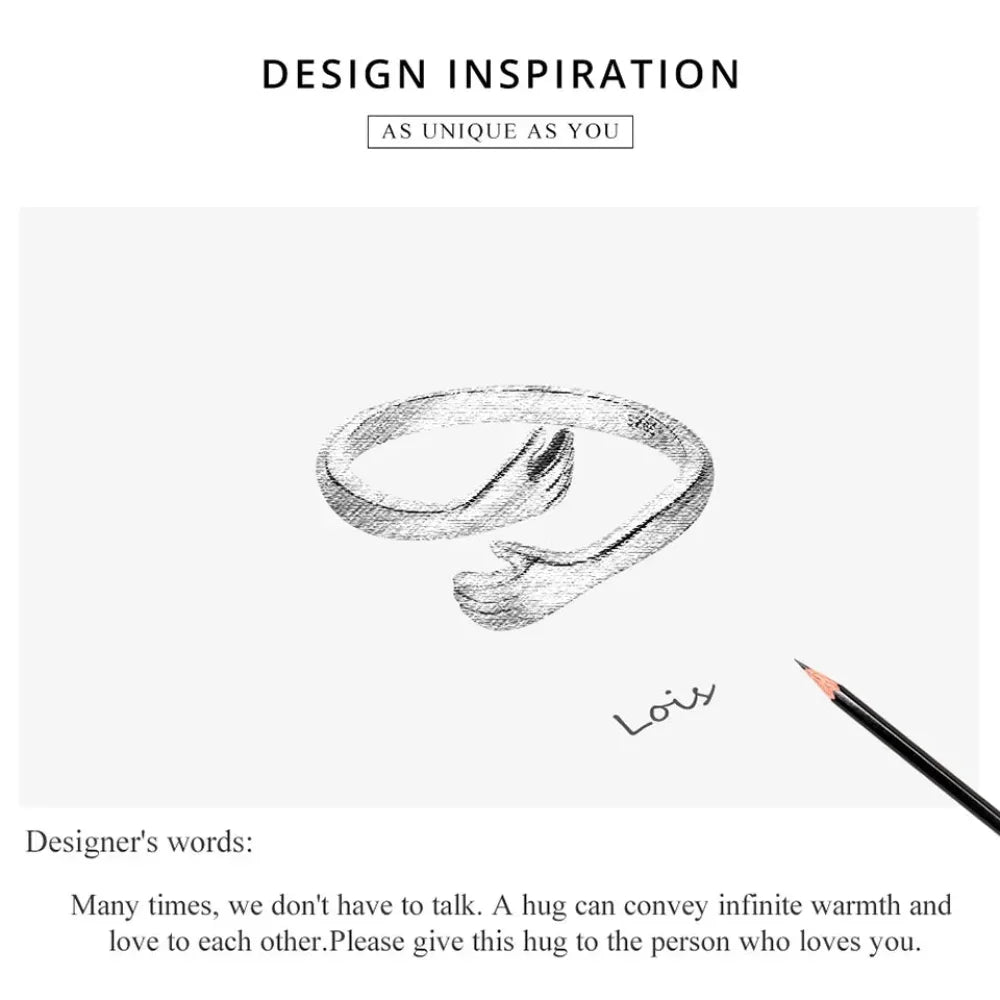Sterling Silver Hug Ring (Adjustable)