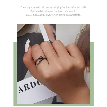 925 Sterling Silver Adjustable Snake Ring With Green Zircon - Fashion Jewelry In 4 Colors