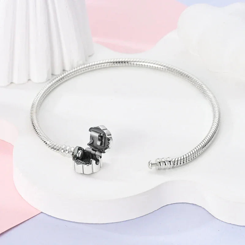 Sterling Silver Snowflake Clasp Bracelet with CZ