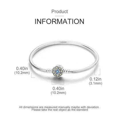 Sterling Silver Snowflake Clasp Bracelet with CZ