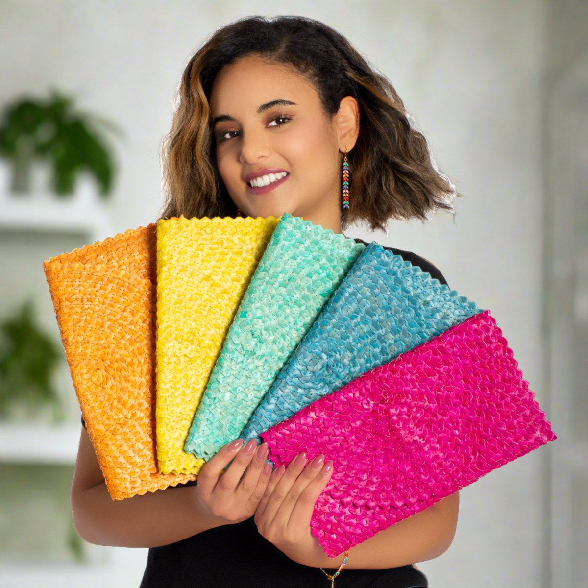 Pochette en feuille de pandan – Rose