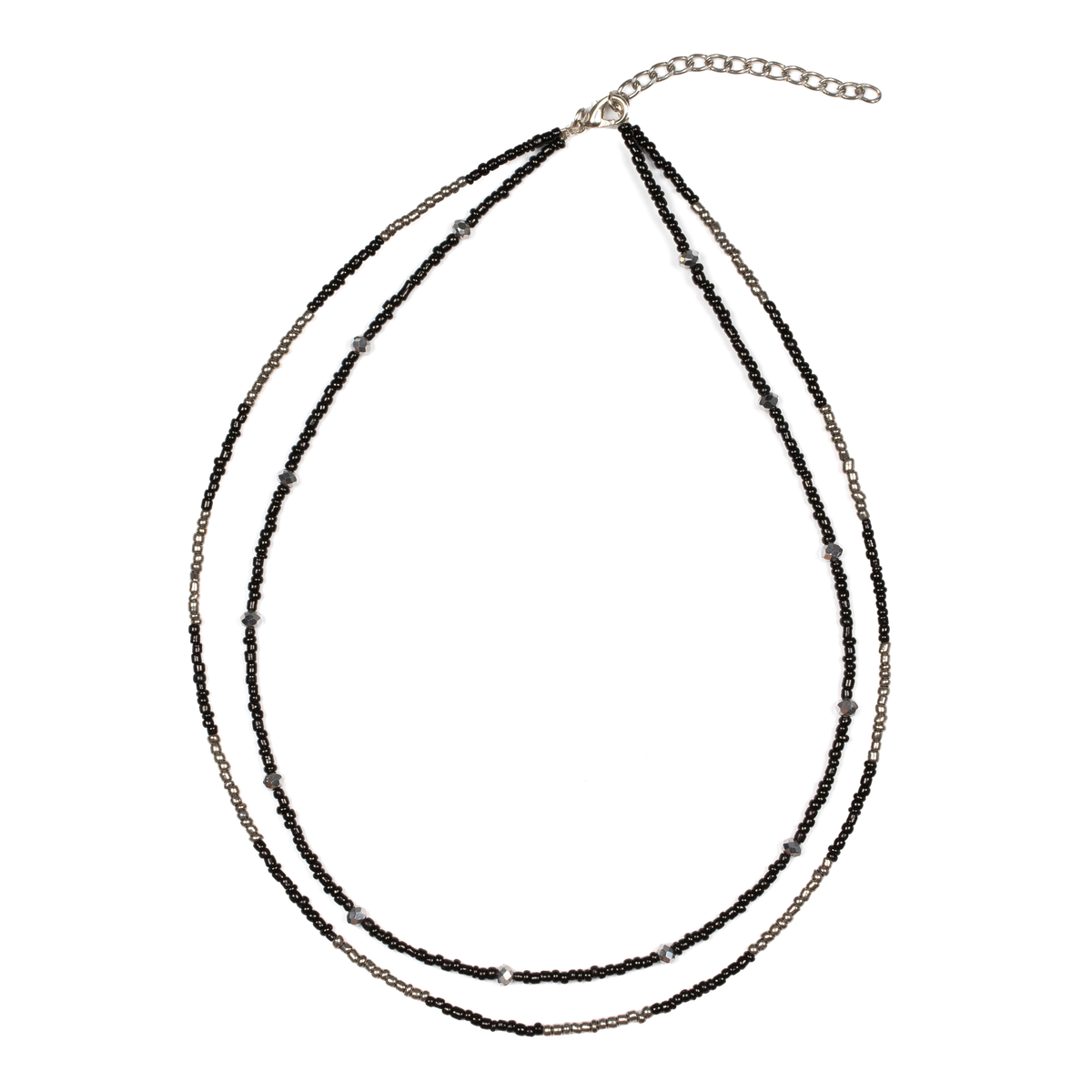 Collier double rang avec perles de cristal