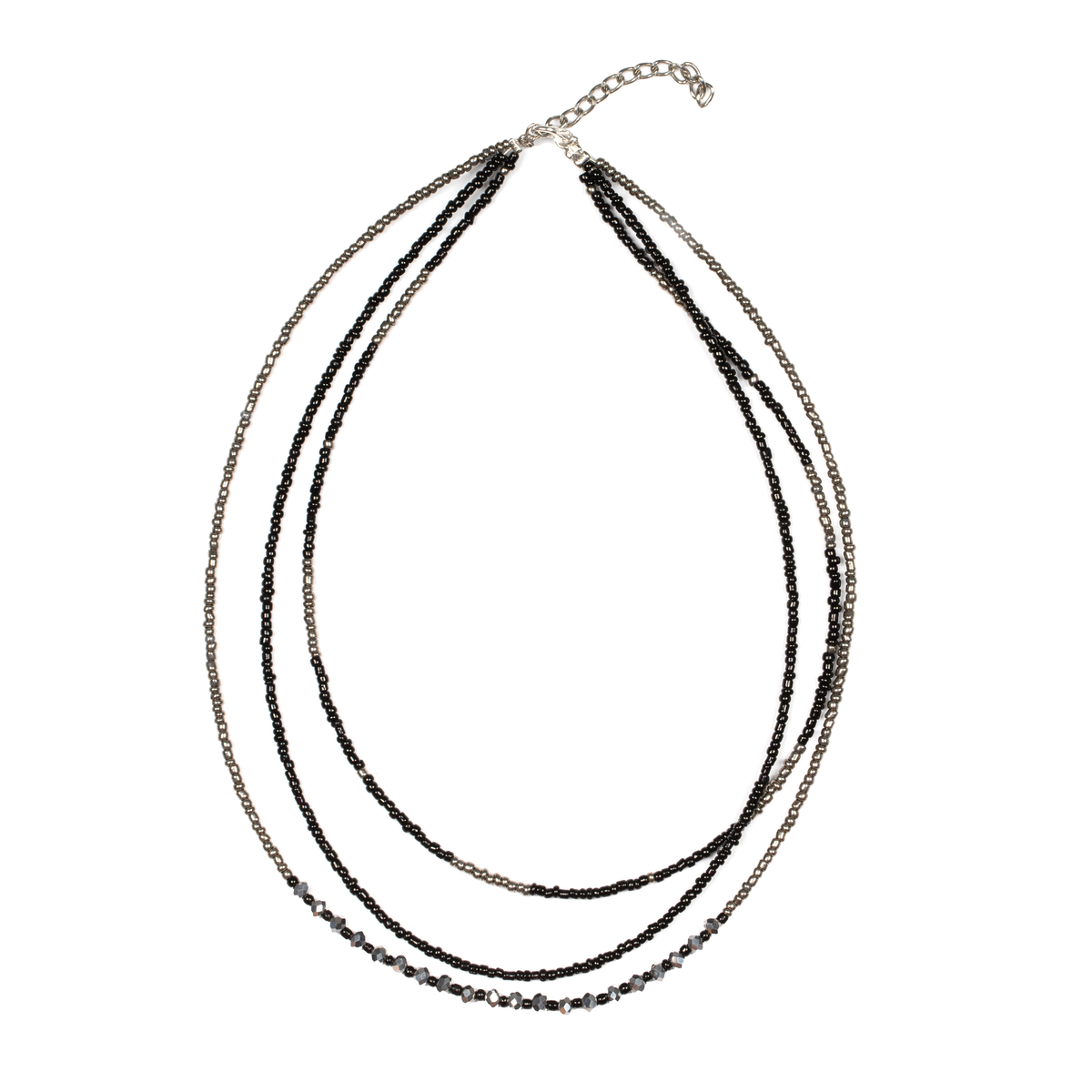 Triple Strand Necklace with Crystal Bead