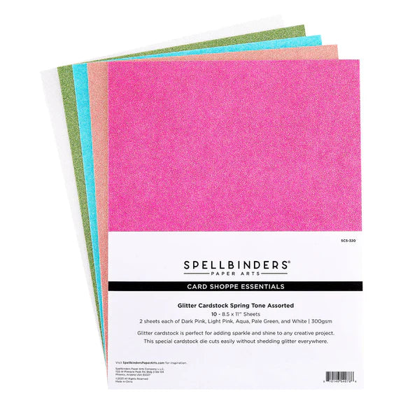 Papier Cartonné Pailleté Tons Printaniers - Paquet de 10