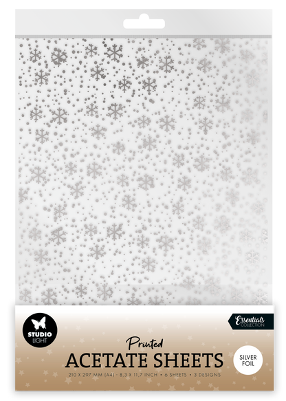 SL Feuille d'acétate Flocons de neige Argent Essentiels 6 feuilles