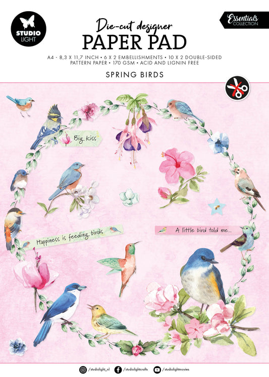 SL Bloc de papier découpé Oiseaux printaniers Essentials 294x210x9mm 32 feuilles n°144