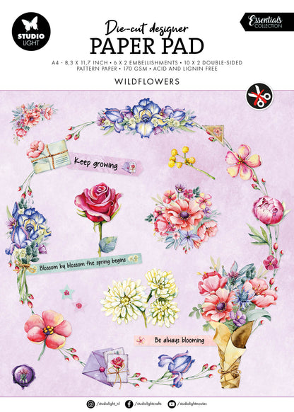 Bloc de papier découpé SL Fleurs Sauvages Essentiels 294x210x9mm 32 feuilles nr.145
