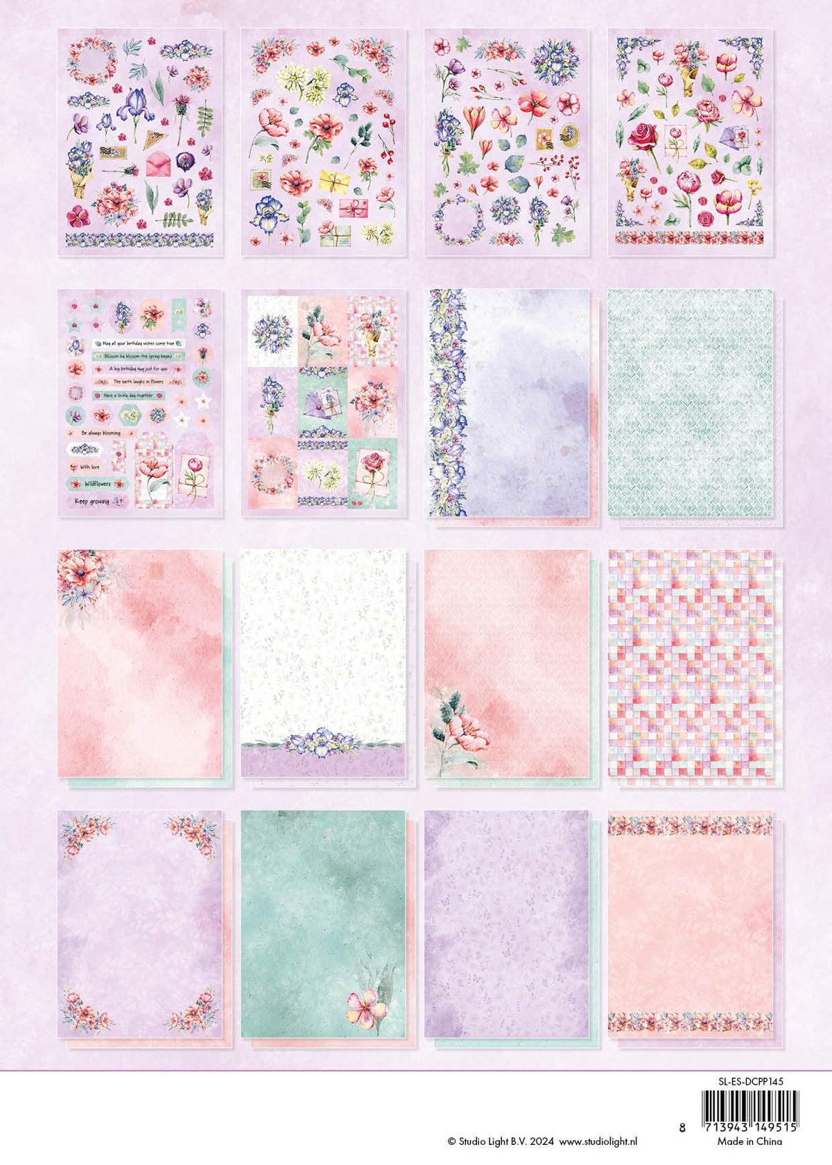 Bloc de papier découpé SL Fleurs Sauvages Essentiels 294x210x9mm 32 feuilles nr.145