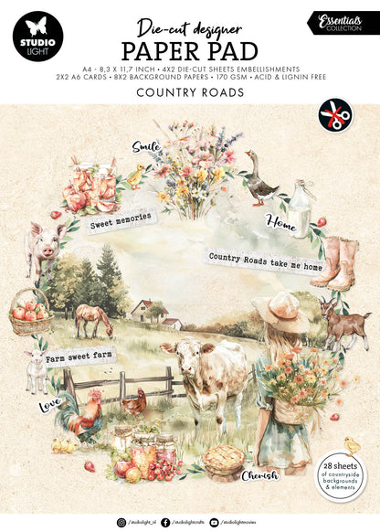 SL Die-Cut Paper Pad Country Roads Essentials 28 Sheets