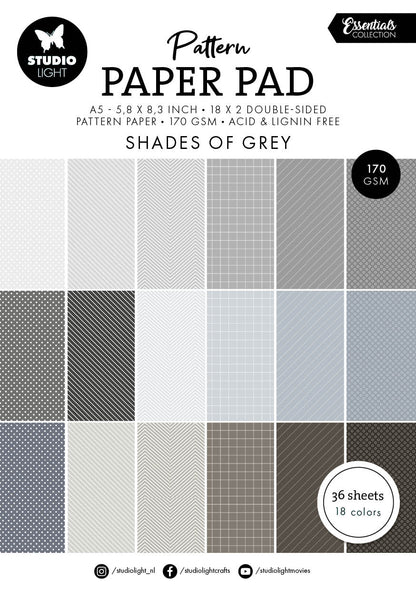 Bloc de papier à motifs SL Shades Of Grey Essentials 36 feuilles