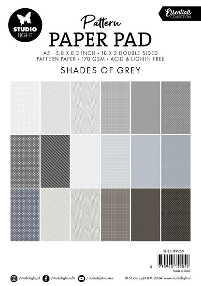 Bloc de papier à motifs SL Shades Of Grey Essentials 36 feuilles