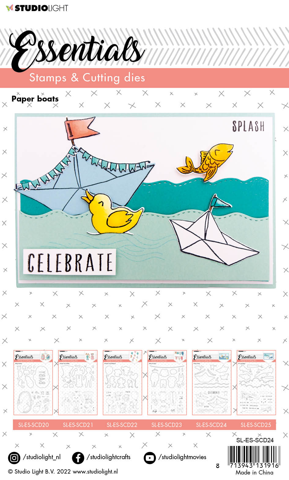 SL Tampon & matrice de découpe Bateaux en papier Essentials 148x210x3mm 1 pièce n°224