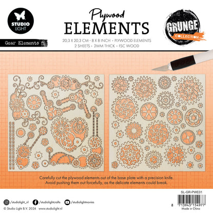 SL Éléments de contreplaqué Éléments d'engrenage Collection Grunge 2 PC
