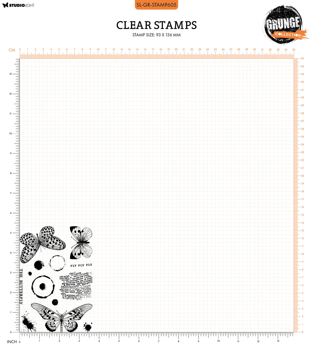 SL Clear Stamp The Butterflies Grunge Collection 14 PC
