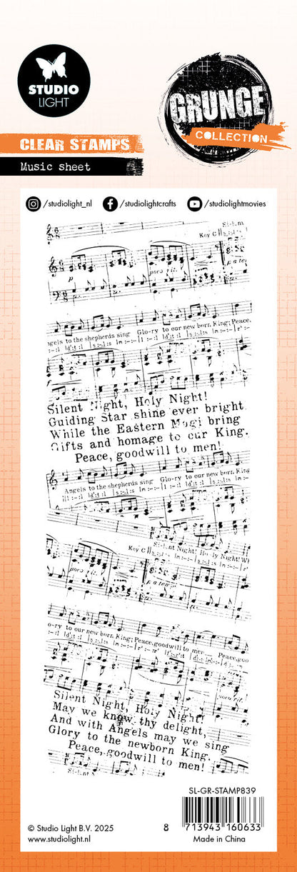 SL Clear Stamp Music Sheet Grunge Collection 1 Pieces