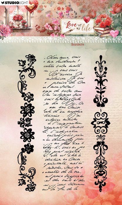 SL Tampons Transparents Motifs de Bordure Amour de ma Vie 3 p.