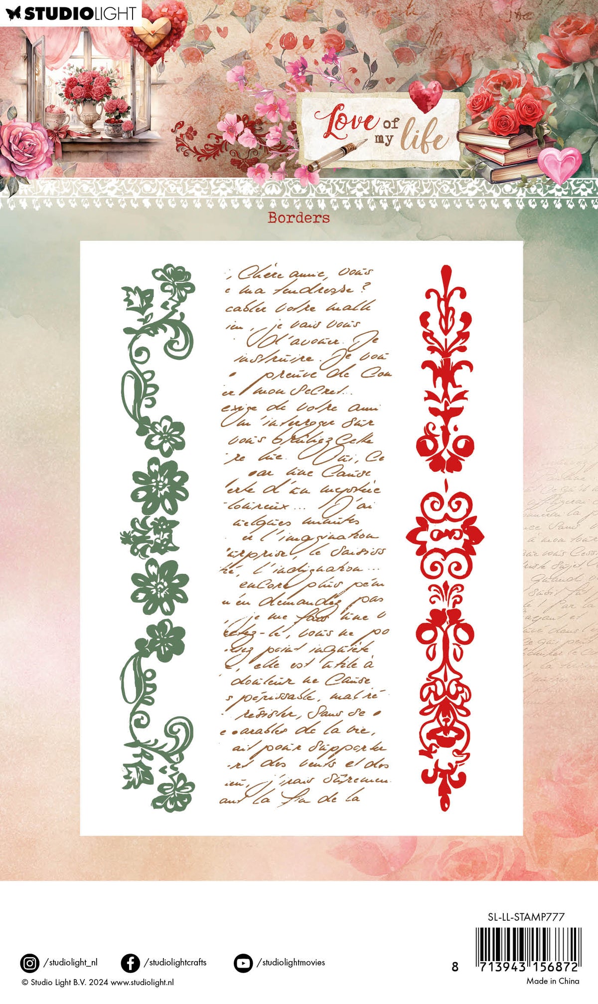 SL Tampons Transparents Motifs de Bordure Amour de ma Vie 3 p.