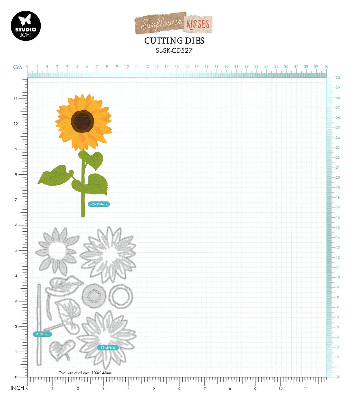 SL Matrices de découpe Tournesol multicouche Bisous de tournesol 100x143x1mm 9 PC réf.527