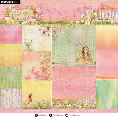 SL Blocs de papier décoratif Papiers de fond Pré de printemps 36 feuilles