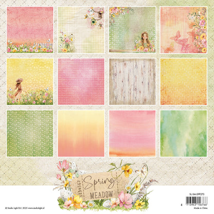SL Blocs de papier décoratif Papiers de fond Pré de printemps 36 feuilles