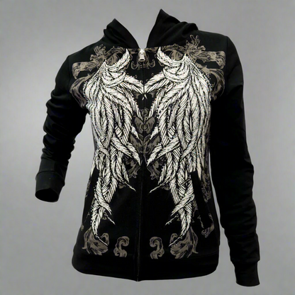 Sweat à capuche Femme avec Ailes d'Ange en Strass