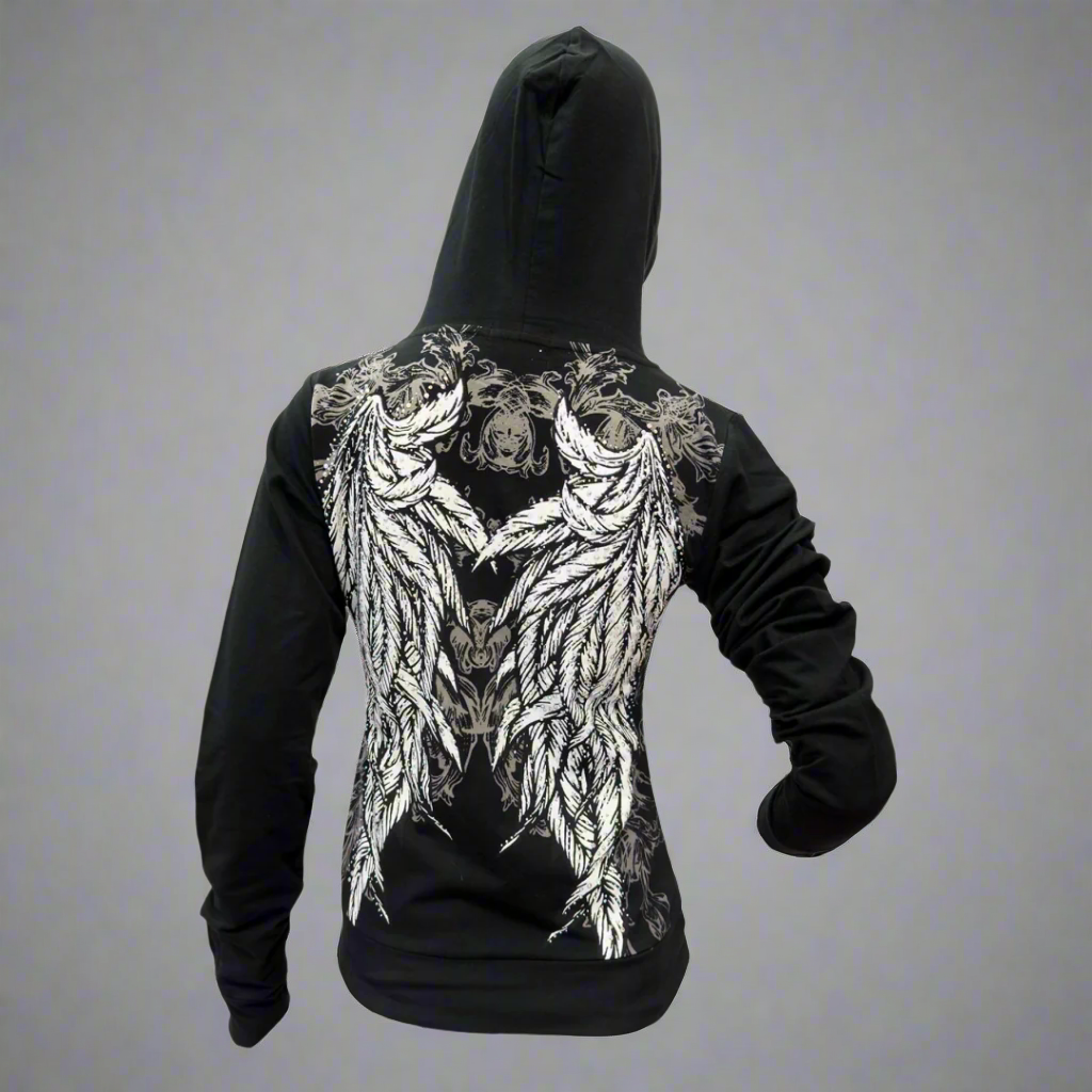 Sweat à capuche Femme avec Ailes d'Ange en Strass