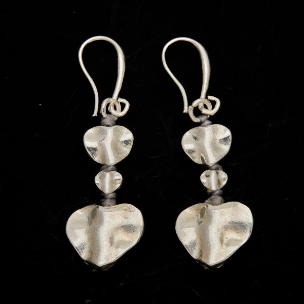 Boucles d'oreilles cœur double goutte en plaqué argent