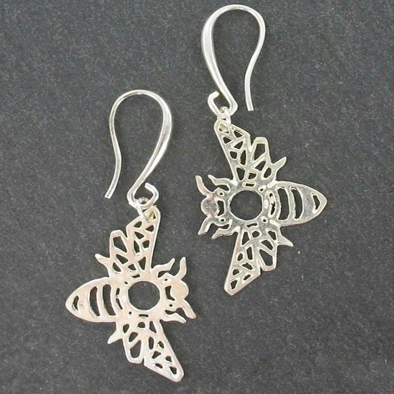 Boucles d'oreilles abeille en plaqué argent