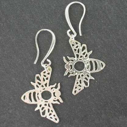 Boucles d'oreilles abeille en plaqué argent
