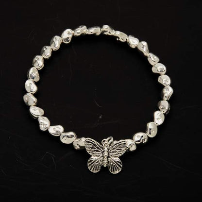 Bracelet pépite papillon en plaqué argent