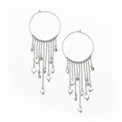 Boucles d'oreilles anneaux et breloques en plaqué argent