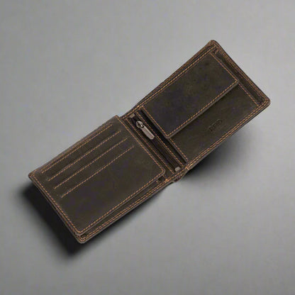 Greenwood Leather Men's Wallet. RFID-Blocking Oil Pull-Up Leather