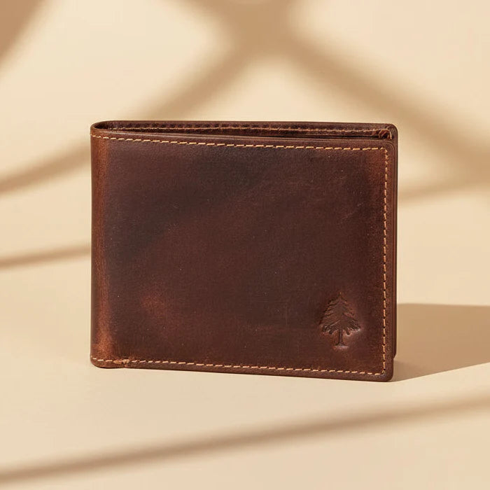 Portefeuille bifold en cuir pour homme Greenwood. Portefeuille premium avec protection RFID et compartiment dépliant