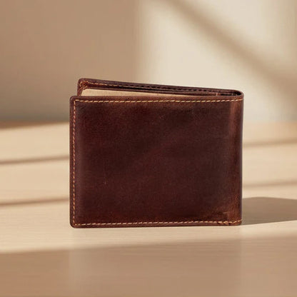 Portefeuille bifold en cuir pour homme Greenwood. Portefeuille premium avec protection RFID et compartiment dépliant