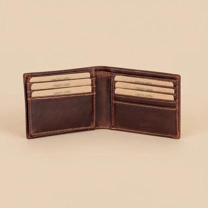 Portefeuille bifold en cuir pour homme Greenwood. Portefeuille premium avec protection RFID et compartiment dépliant