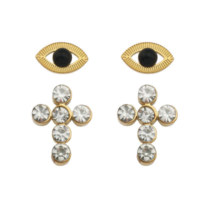 Lot de 2 paires de boucles d'oreilles clous STELLA