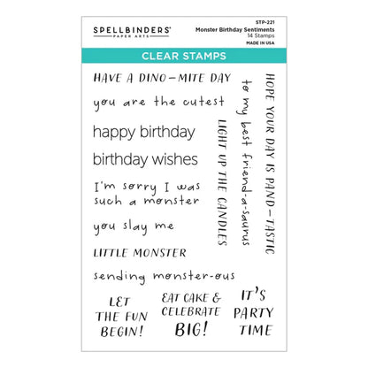Monster Birthday Sentiments Clear Stamp Set from the Monster Birthday Collection