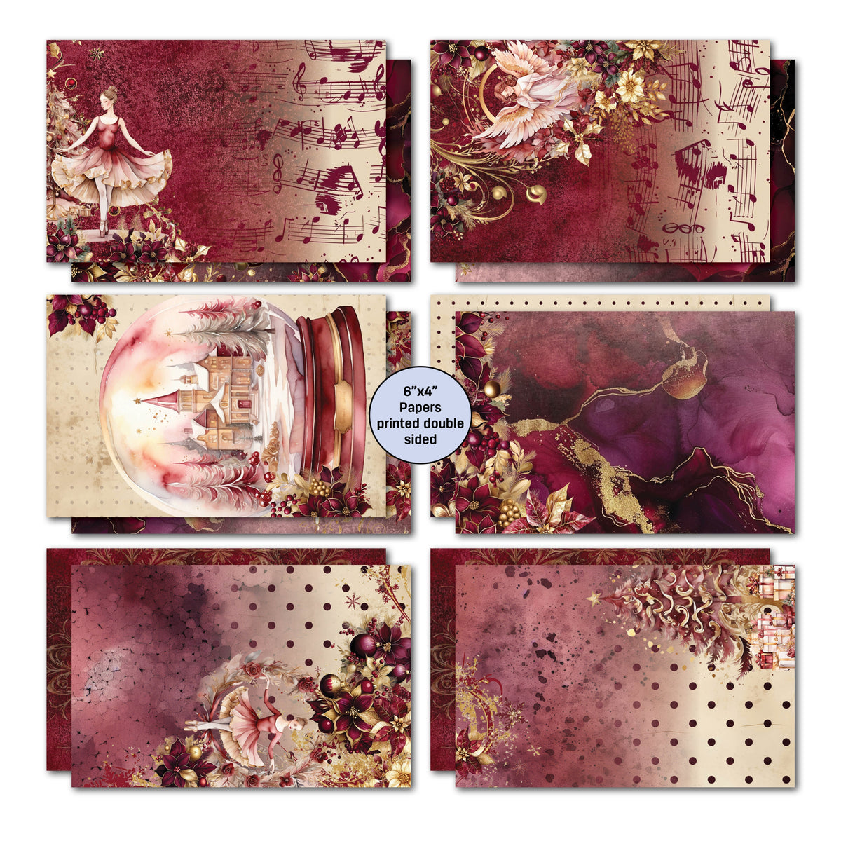 3Quarter Designs Couronne de Noël Sugarplum  Paquet de 6x4 Cartes
