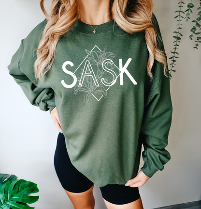 Col ras du cou unisexe SASK Diamond Line Art | Vêtements des Prairies | Vêtements Sask