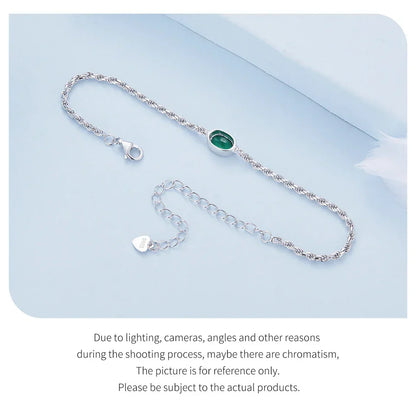 Bracelet Chopin en argent sterling avec zircon vert – ajustable