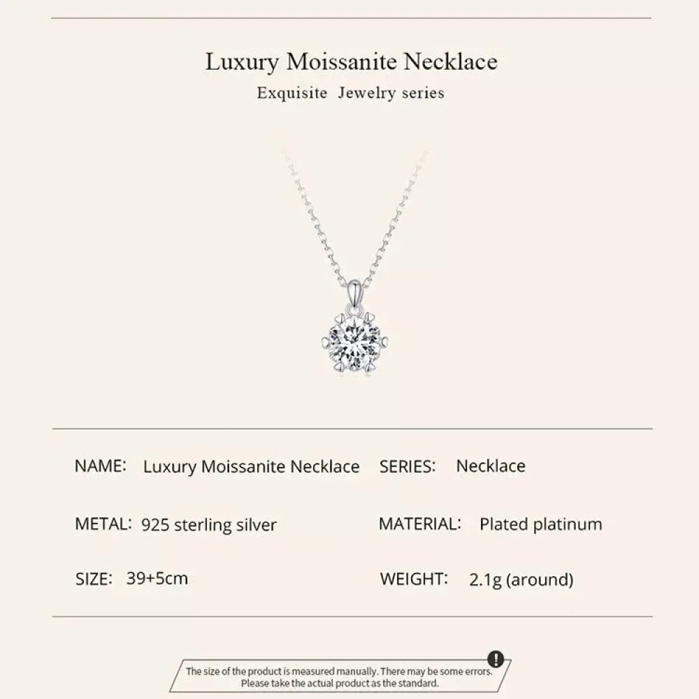 Superbe Collier Pendentif Moissanite 1 Carat | Argent Sterling 925 | Bijoux Fins de Mariage et de Mariée