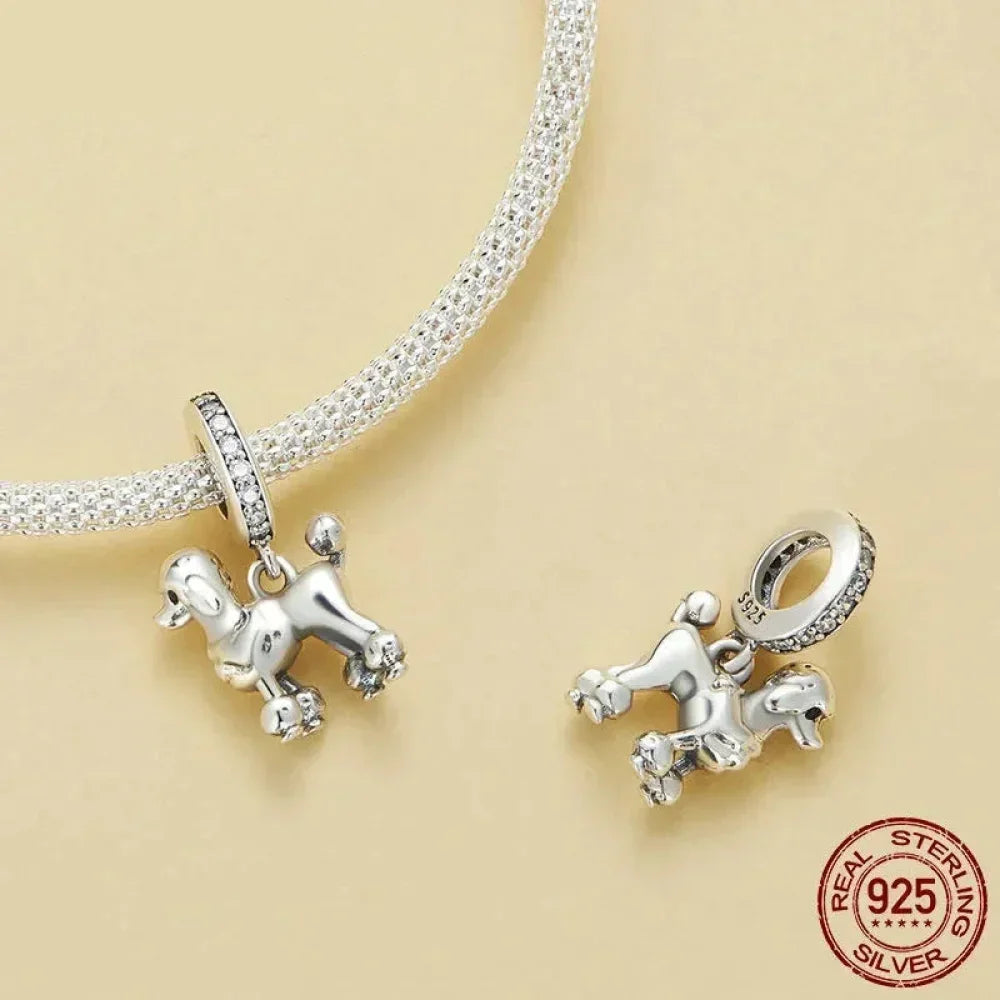 Genuine 925 Sterling Silver Pet Dog Charm For Bracelet - Poodle Dachshund Pendant