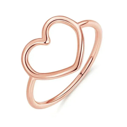 Bague minimale en argent sterling 925 en forme de cœur