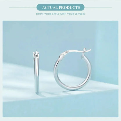 14K White Gold Plated 925 Sterling Silver Hoop Earrings | Hypoallergenic 24mm Hoops