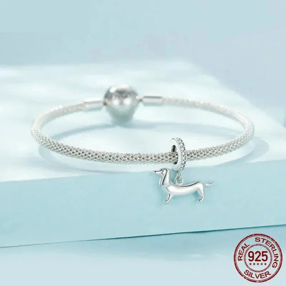 Genuine 925 Sterling Silver Pet Dog Charm For Bracelet - Poodle Dachshund Pendant